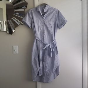 Seersucker Shortsleeve Button Down Shirt Dress